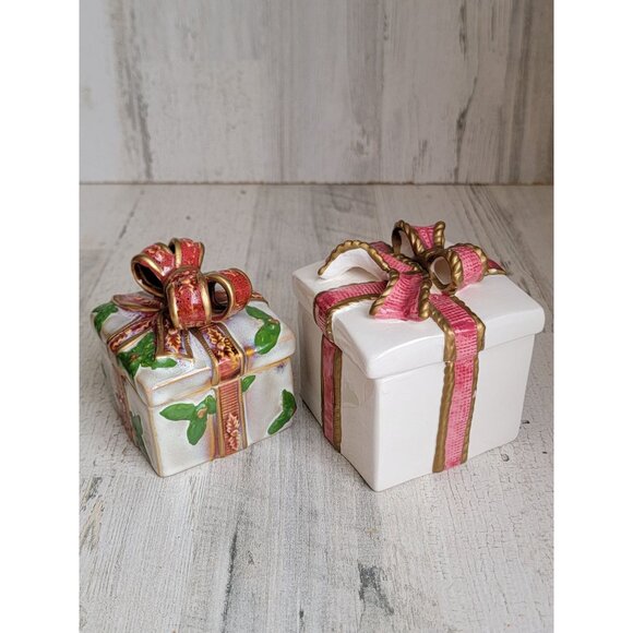 Gift box trinket set home decor present xmas ceramic vintage - Picture 4 of 6